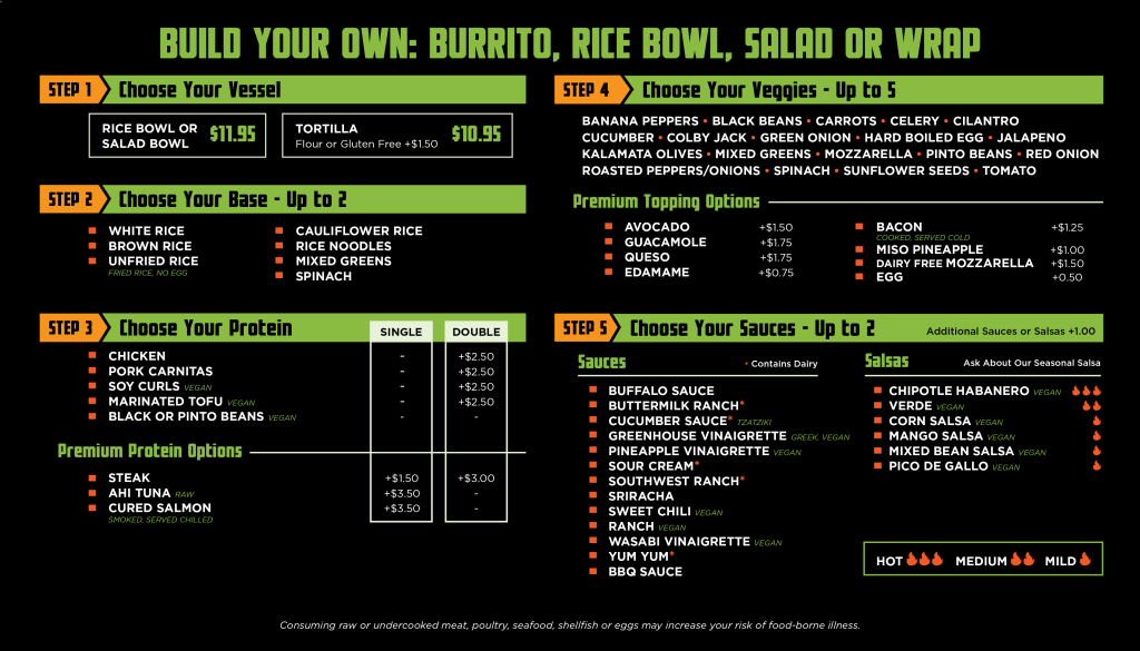 Greenhouse Kitchen Menu | Burritos, Bowls, Salads | Options for Everyone